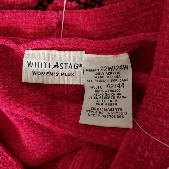 NWT White Stag Scarf Sweater Set Plus Size 22W 24W Magenta Soft Warm Chenille - Picture 10 of 10